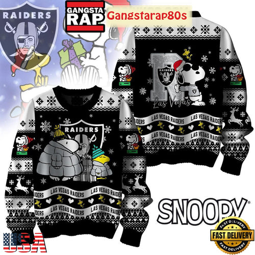 NFL Las Vegas Raiders x Peanuts Snoopy New Design 2025 Ugly Christmas Sweater