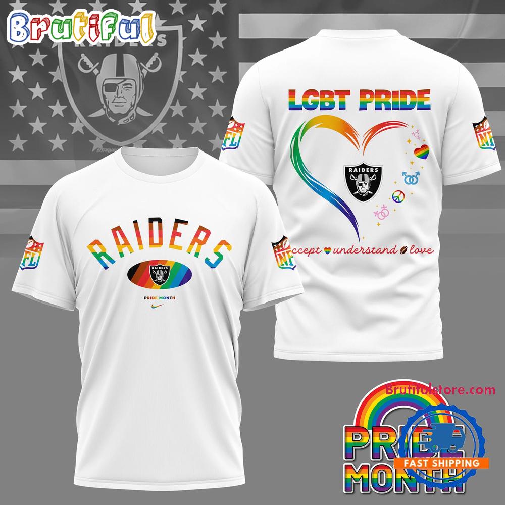 NFL Las Vegas Raiders x Pride Month 2025 3D Shirt, Football Accept Understand Love TShirt