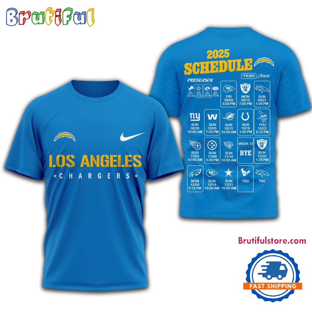 NFL Los Angeles Chargers 2025 SCHEDULE Unisex 3D Shirt
