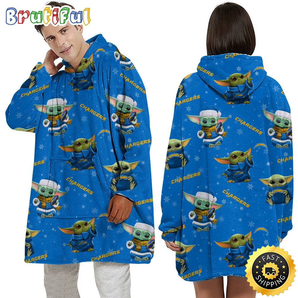 NFL Los Angeles Chargers Blanket Hoodie Baby Yoda Unisex Hoodie