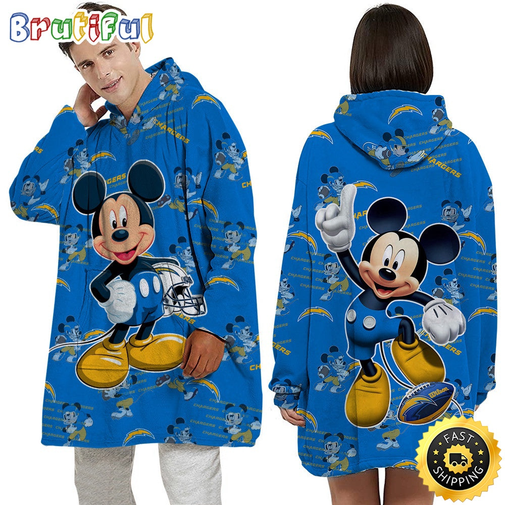 NFL Los Angeles Chargers Blanket Hoodie Mickey Mouse Lover Unisex Hoodie