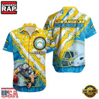 NFL Los Angeles Chargers Football American Flag Mascot Custom Name Aloha Hawaiian Shirt