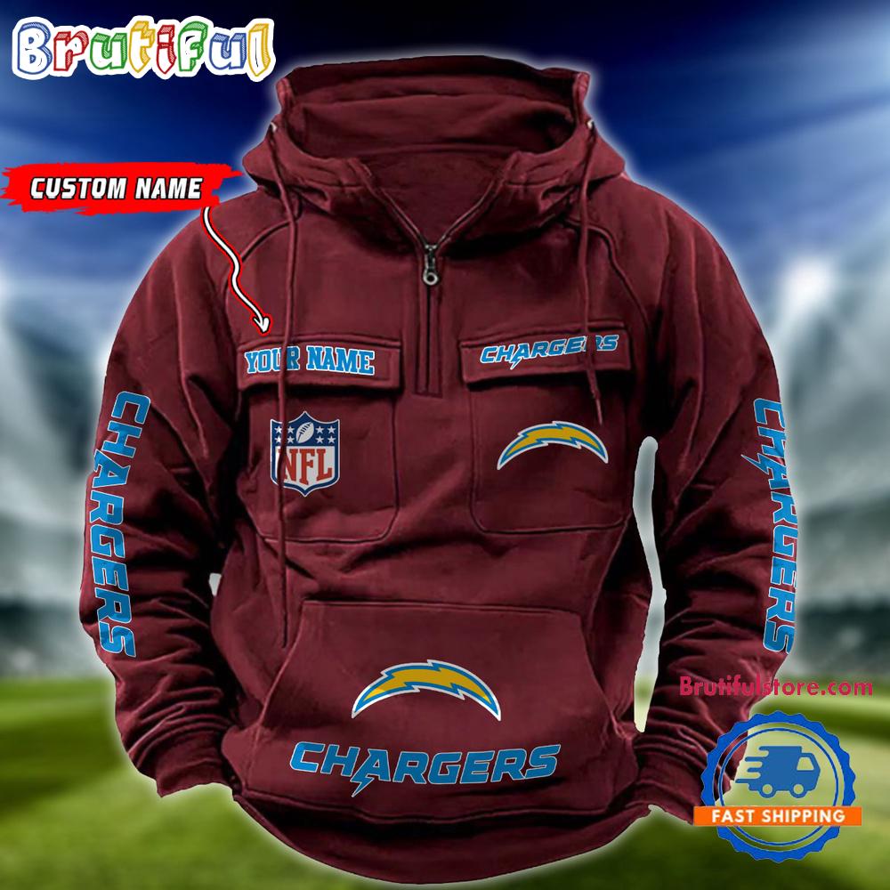 NFL Los Angeles Chargers Football Team Custom Name Cargo Hoodie