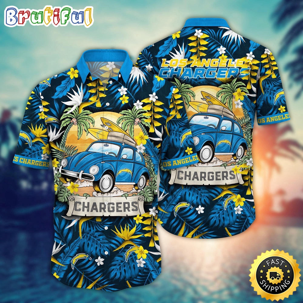 NFL Los Angeles Chargers Hawaii Shirt Car Plam Tree Aloha Shirt