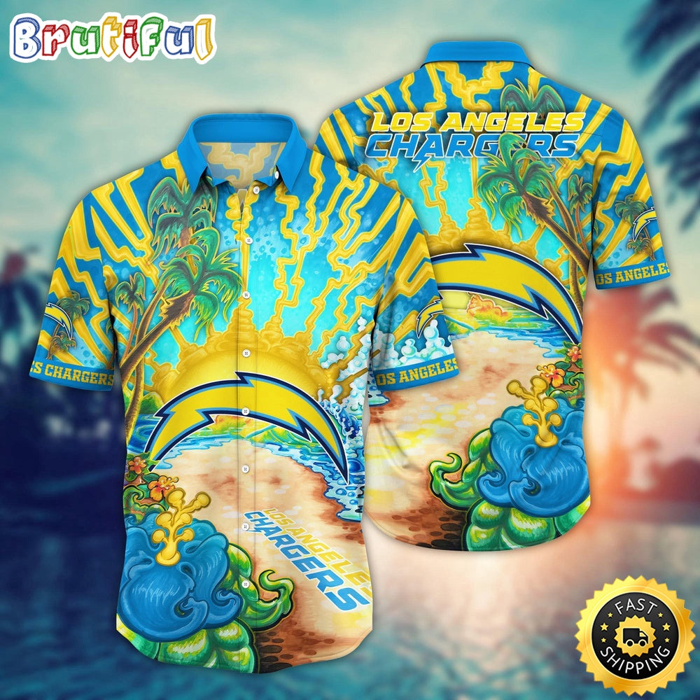 NFL Los Angeles Chargers Hawaiian Shirt Flower Hawaii Shirt For Football Fans