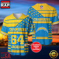 NFL Los Angeles Chargers Custom Name Number Name Number American Flag Baseball Jersey Shirt