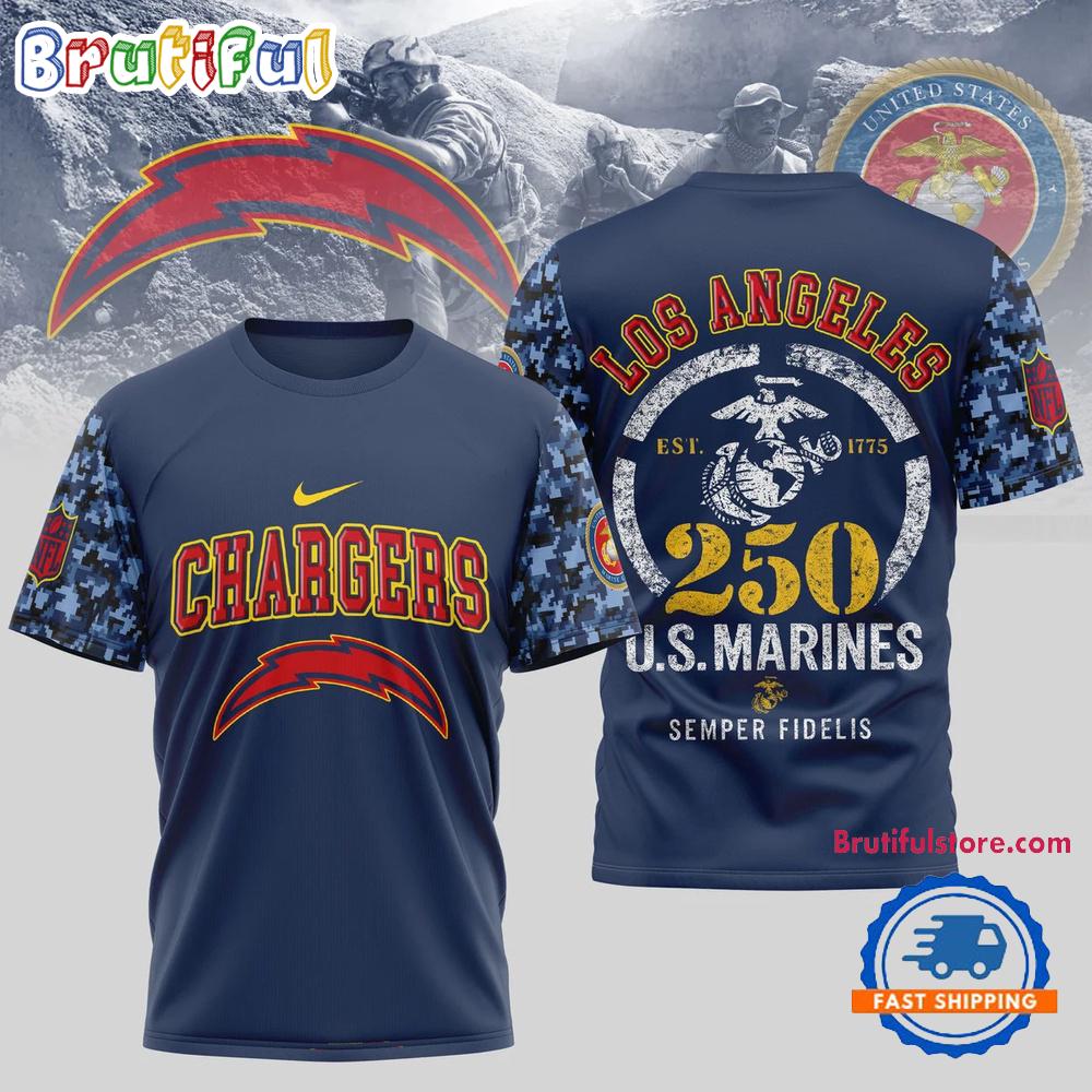 NFL Los Angeles Chargers US Marines 250 Years Est.1775 Unisex 3D T Shirt