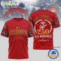 NFL Los Angeles Chargers US Marines 250 Years Semper Fidelis 3D Shirt