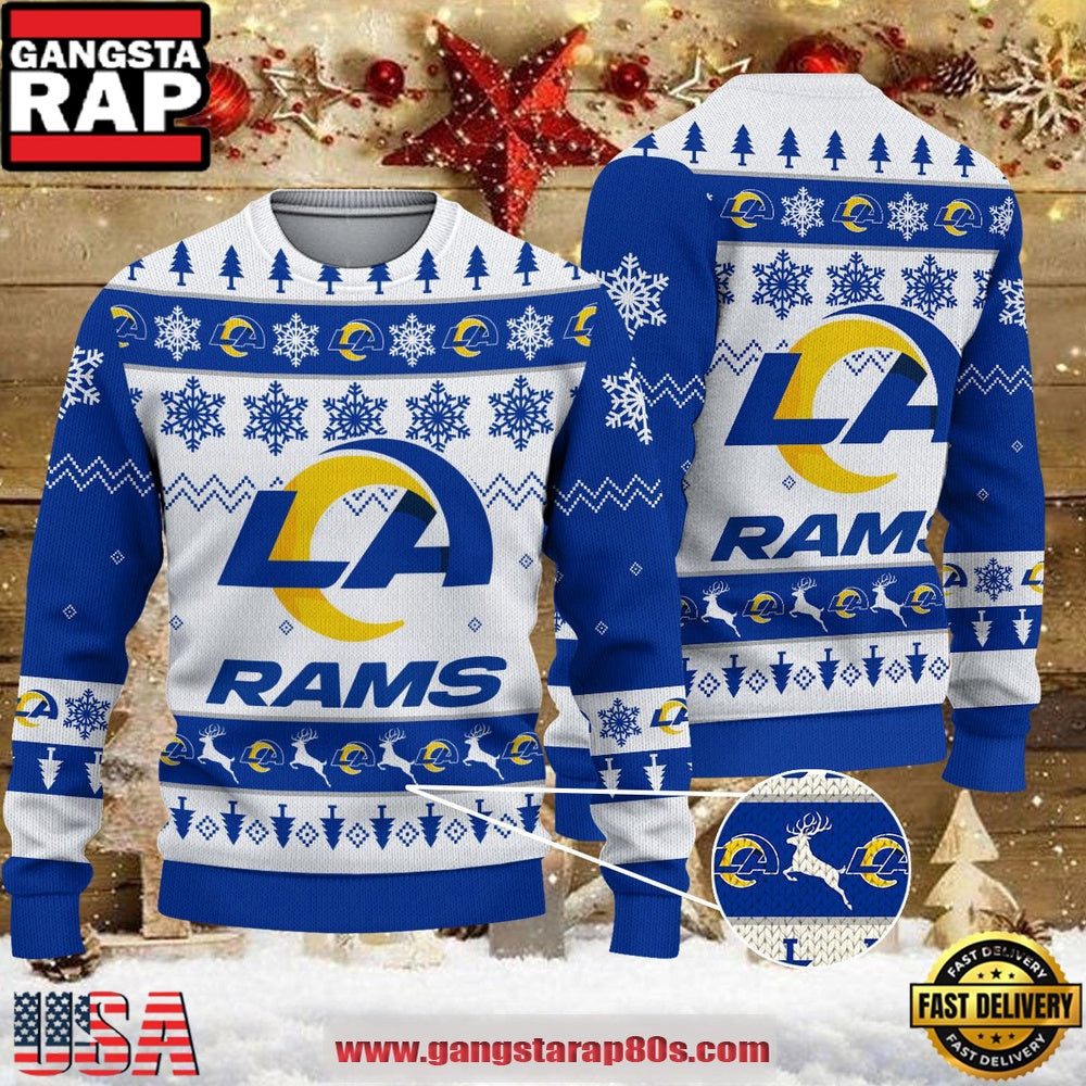 NFL Los Angeles Rams 2025 Reindeer Christmas Tree Ugly Xmas Sweater