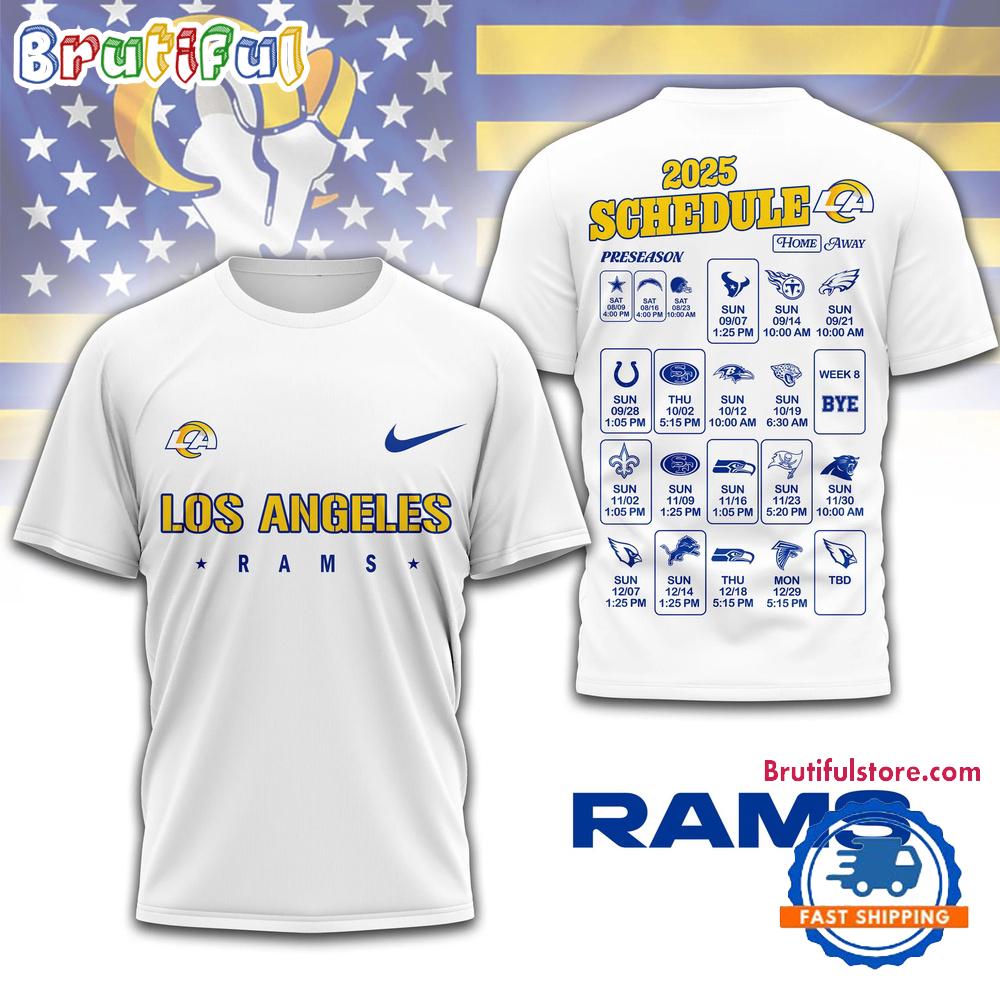 NFL Los Angeles Rams 2025 SCHEDULE All Over Print Shirt, 2025 Football Schedule Shirts