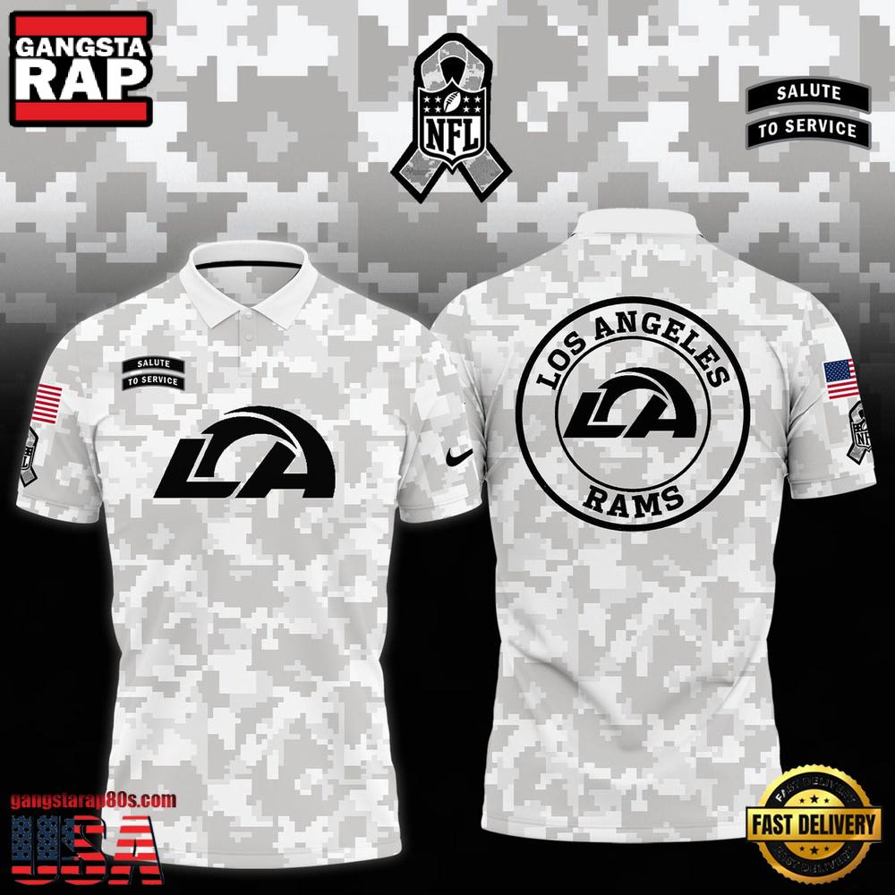 NFL Los Angeles Rams Camo 2025 Salute to Service Polo Shirt