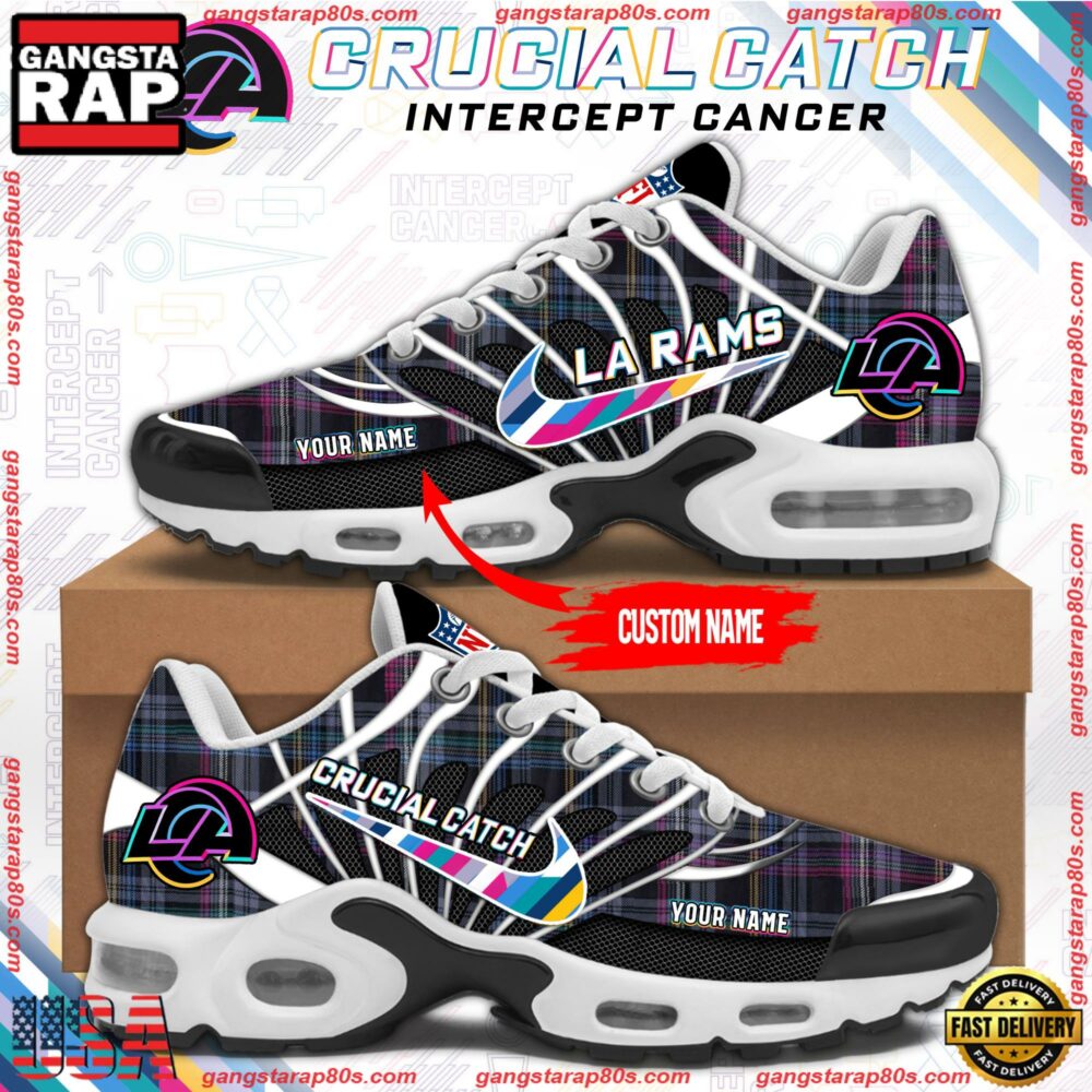 NFL Los Angeles Rams Crucial Catch Intercept Cancer Air Max Plus Shoes Running Sneakers