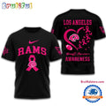 NFL Los Angeles Rams Football 2025 New Design Breast Cancer Awareness 3D Shirt