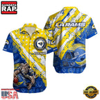 NFL Los Angeles Rams Football American Flag Mascot Custom Name Aloha Hawaiian Shirt