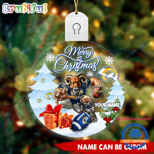 NFL Los Angeles Rams Football Mascot Merry Christmas Led Acrylic Ornament
