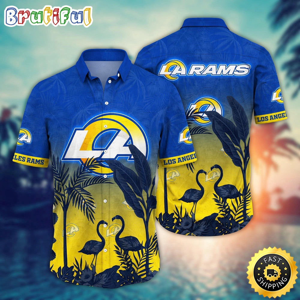 NFL Los Angeles Rams Hawaii Shirt Flamingo And Flower Funny Aloha Shirt
