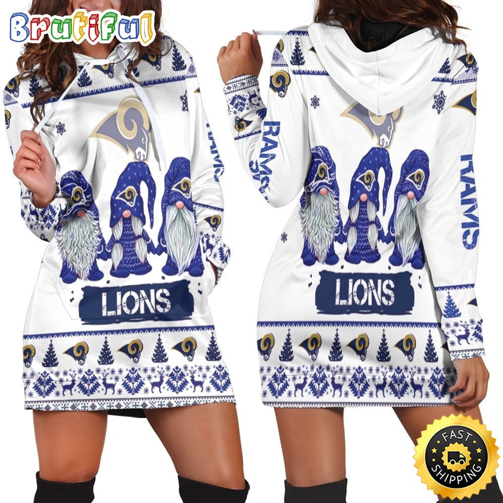 NFL Los Angeles Rams Hoodie Dress Gnomes All Over Print Hoodie Women