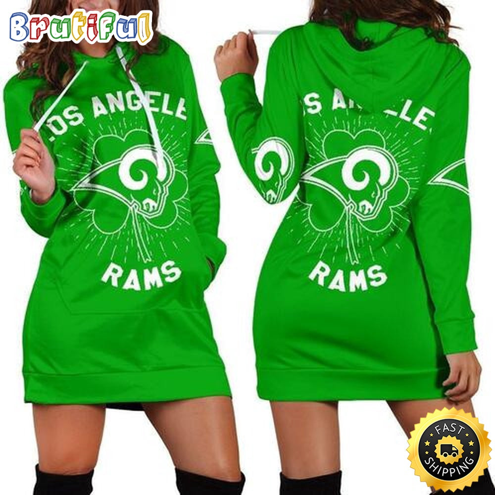 NFL Los Angeles Rams Hoodie Dress St Patricks Day For Women Hoodie