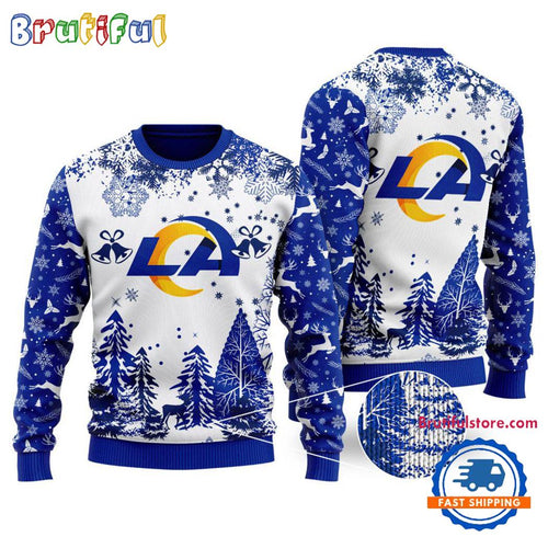 NFL Los Angeles Rams Logo Football Team Special Xmas Tree Christmas Ugly Sweater
