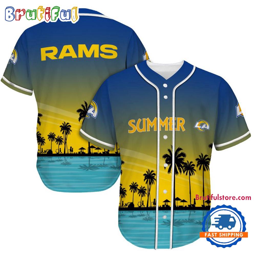 NFL Los Angeles Rams Palm Trees Summer On The Beach Baseball Jersey