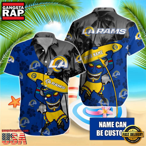 NFL Los Angeles Rams Retro Custom Name Aloha Hawaiian Shirts