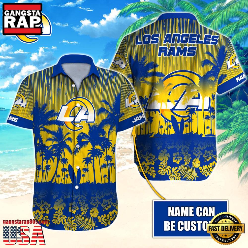 NFL Los Angeles Rams Vintage Style Custom Name Aloha Hawaiian Shirt