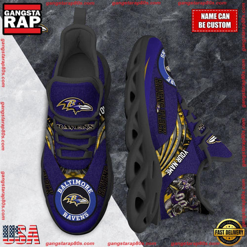 NFL Custom Name Baltimore Ravens Max Soul Shoes Running Sneakers