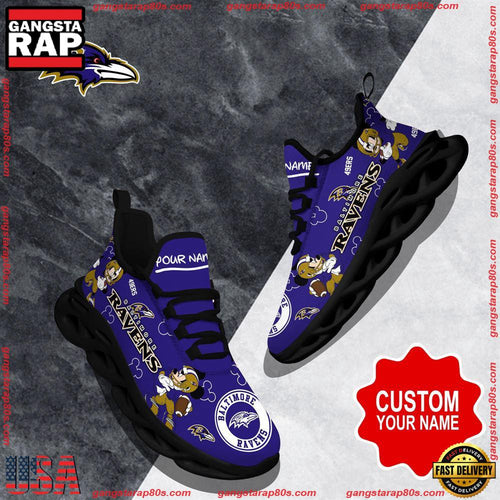 NFL Custom Name Baltimore Ravens Christmas Max Soul Shoes Running Sneakers