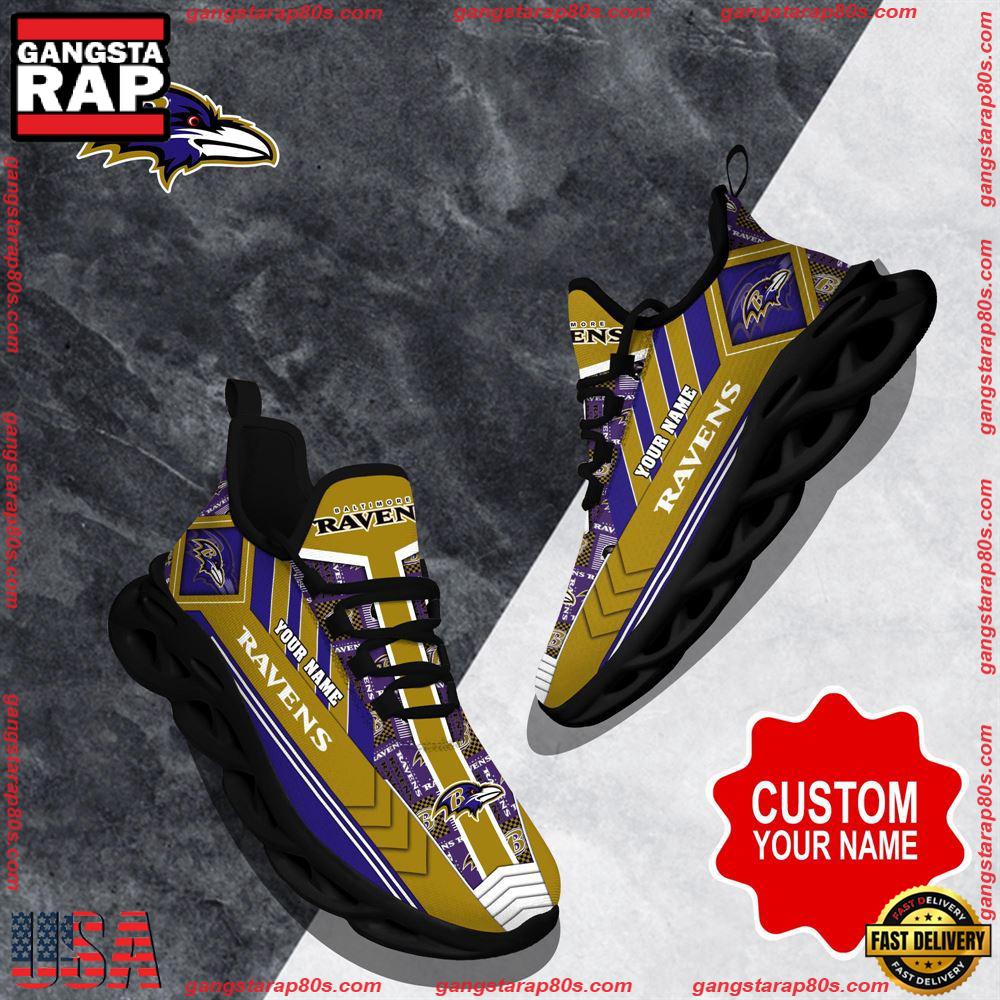 NFL Custom Name Baltimore Ravens Logo Max Soul Shoes Running Sneakers