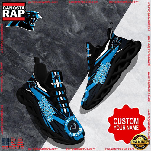 NFL Custom Name Carolina Panthers Football Max Soul Shoes Running Sneakers
