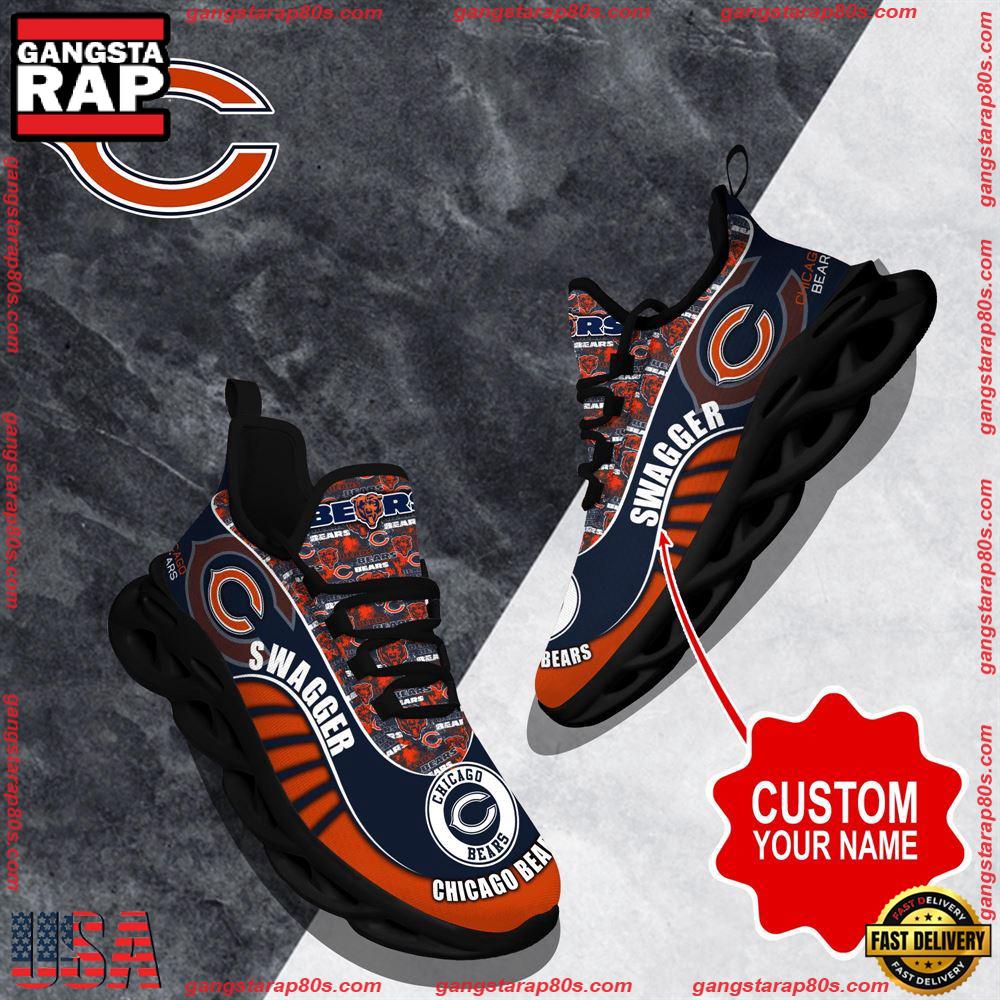NFL Custom Name Chicago Bears Sport Football Max Soul Shoes Running Sneakers