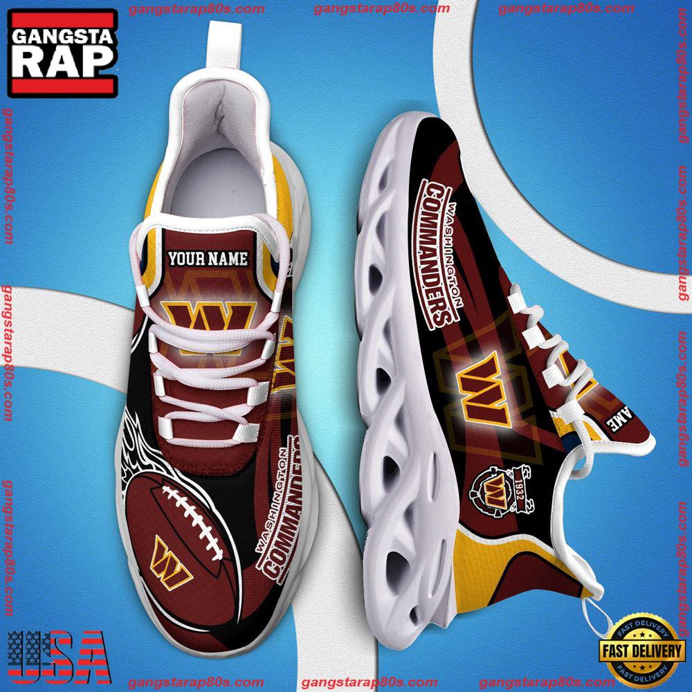 NFL Custom Name Washington Commanders White C Shoes Max Soul Shoes Running Sneakers