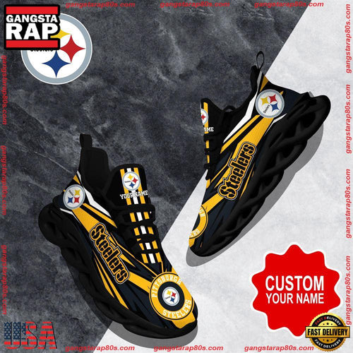 NFL Custom Name Pittsburgh Steelers Football Max Soul Shoes Running Sneakers