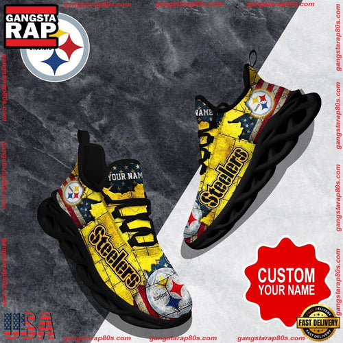 NFL Custom Name Pittsburgh Steelers Max Soul Shoes Running Sneakers