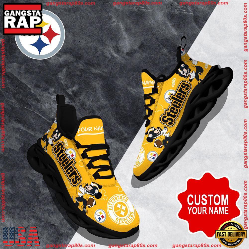 NFL Custom Name Pittsburgh Steelers Christmas Max Soul Shoes Running Sneakers