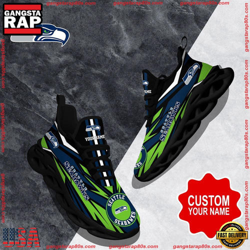 NFL Custom Name Seattle Seahawks Football Max Soul Shoes Running Sneakers