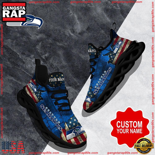 NFL Custom Name Seattle Seahawks Max Soul Shoes Running Sneakers