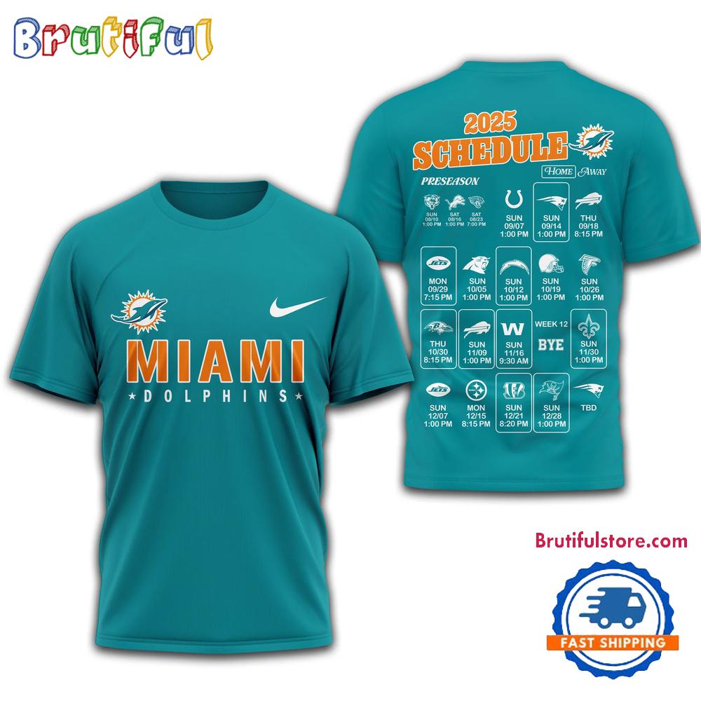 NFL Miami Dolphins 2025 SCHEDULE Unisex 3D Shirt