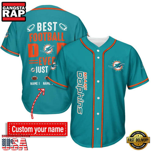 NFL Custom Name Miami Dolphins Best Dad Ever New Design Baseball Jersey Shirt