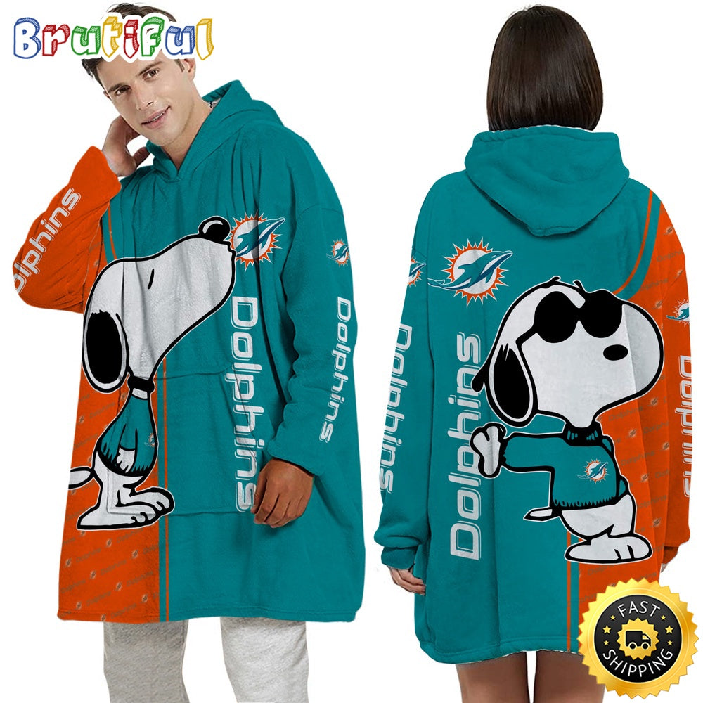 NFL Miami Dolphins Blanket Hoodie For Fans Unisex Hoodie