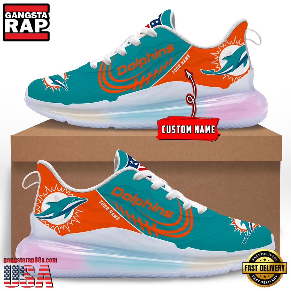 NFL Miami Dolphins Custom Rainbow Atmospheric Air Force 1 Sneaker Shoes