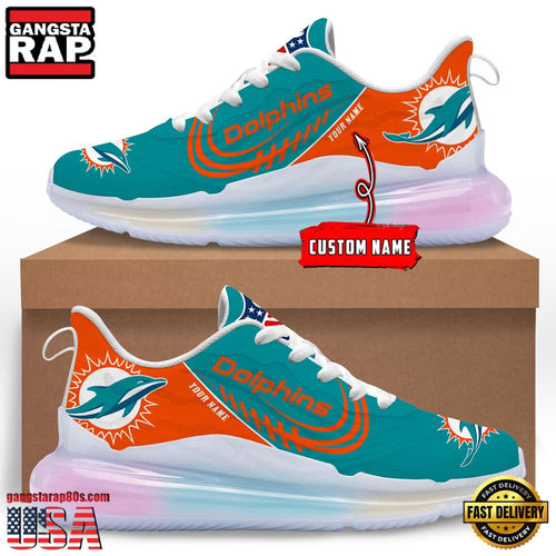 NFL Miami Dolphins Custom Rainbow Atmospheric Air Force 1 Sneaker Shoes