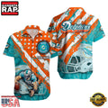 NFL Miami Dolphins Football American Flag Mascot Custom Name Aloha Hawaiian Shirt