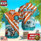 NFL Miami Dolphins Football American Flag Mascot Custom Name Aloha Hawaiian Shirt