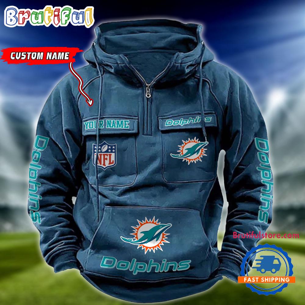 NFL Miami Dolphins Football Team Custom Name Cargo Hoodie