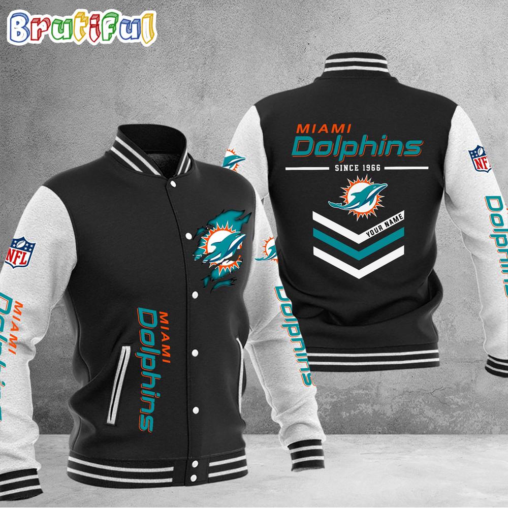 NFL Miami Dolphins Football Team Personalized Varsity Baseball Jacket