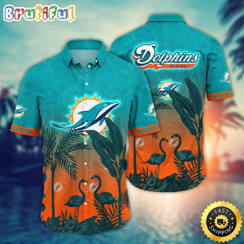 NFL Miami Dolphins Hawaii Shirt Flamingo And Flower Funny Aloha Shirt