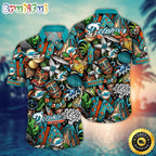 NFL Miami Dolphins Hawaii Shirt Flower Tiki Me Off Aloha Shirt