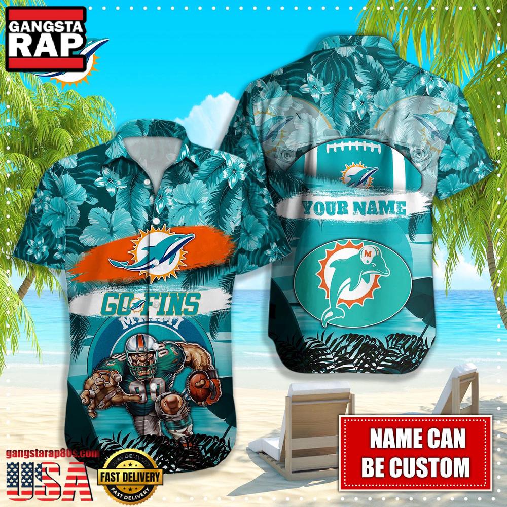 NFL Miami Dolphins Mascot Football Hawaiian Shirt For Men Women