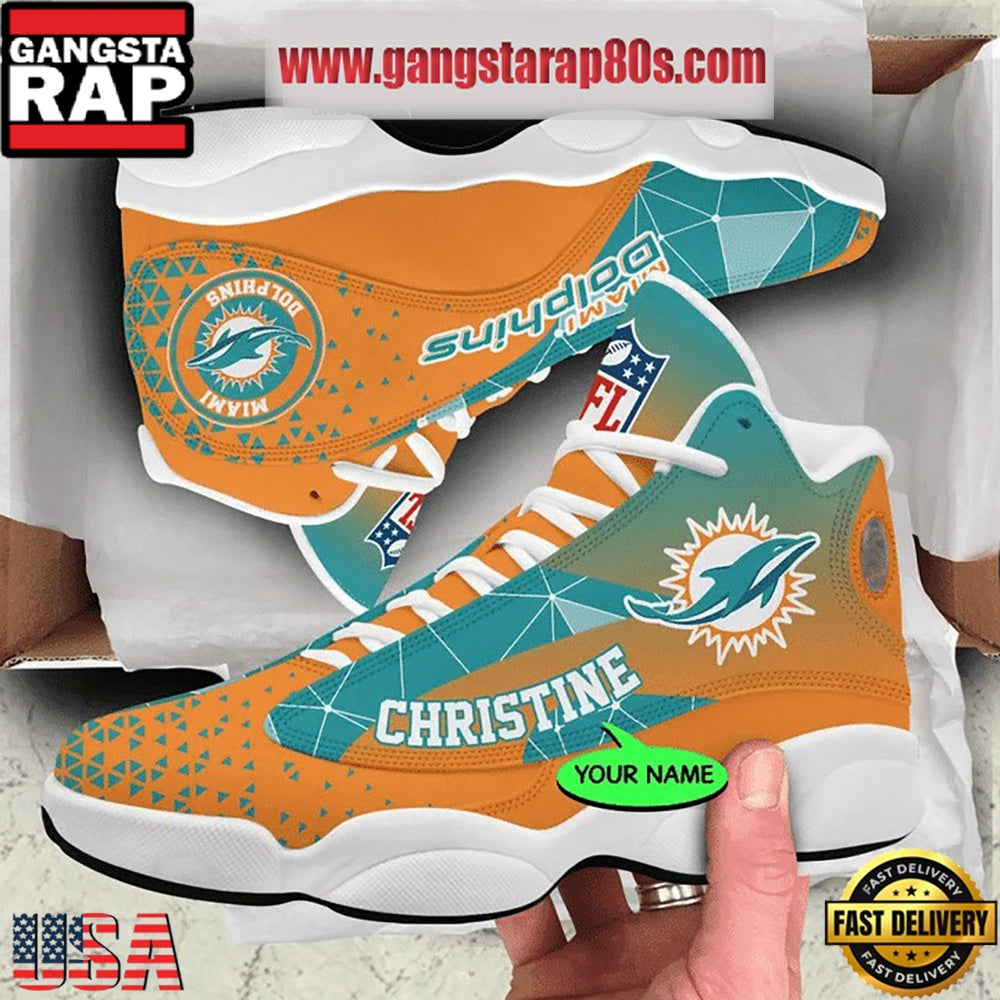 NFL Miami Dolphins Personalized Air Jordan 13 Sport Shoes
